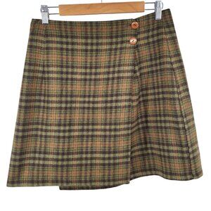 Vintage Wool Blend Plaid Mini‎ Skirt Wrap Style 11
